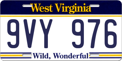 WV license plate 9VY976