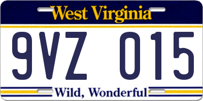 WV license plate 9VZ015