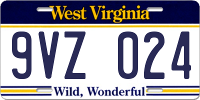 WV license plate 9VZ024