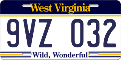 WV license plate 9VZ032