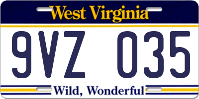 WV license plate 9VZ035