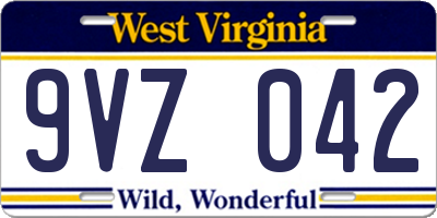 WV license plate 9VZ042