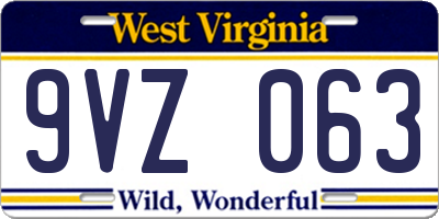 WV license plate 9VZ063