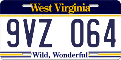 WV license plate 9VZ064