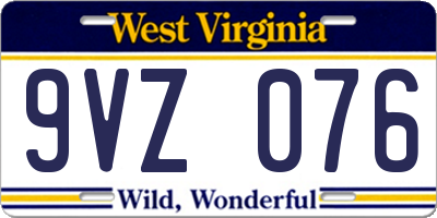 WV license plate 9VZ076