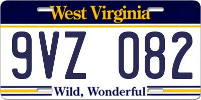 WV license plate 9VZ082