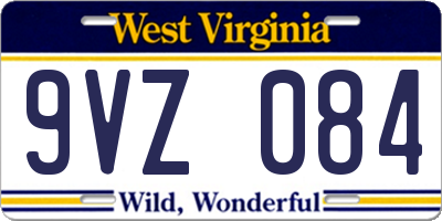 WV license plate 9VZ084