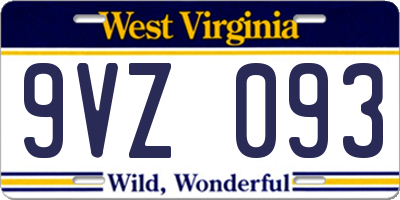WV license plate 9VZ093