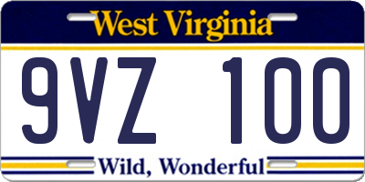 WV license plate 9VZ100