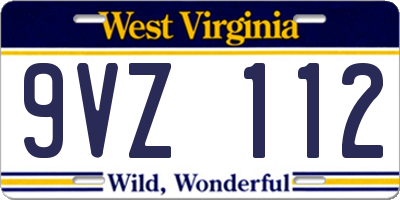 WV license plate 9VZ112