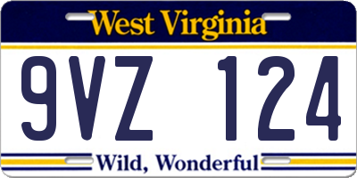 WV license plate 9VZ124