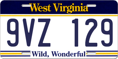 WV license plate 9VZ129