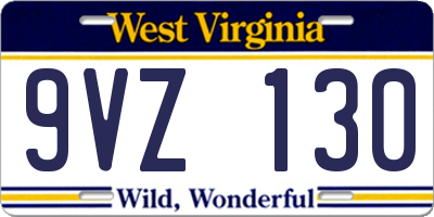WV license plate 9VZ130