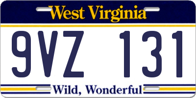 WV license plate 9VZ131