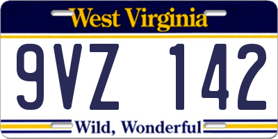 WV license plate 9VZ142