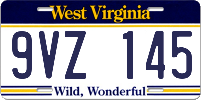WV license plate 9VZ145