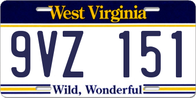 WV license plate 9VZ151