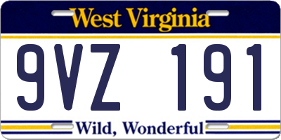 WV license plate 9VZ191