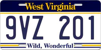 WV license plate 9VZ201