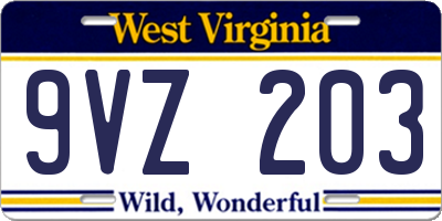 WV license plate 9VZ203