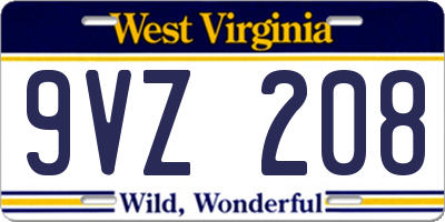 WV license plate 9VZ208