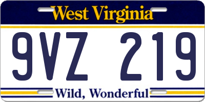 WV license plate 9VZ219