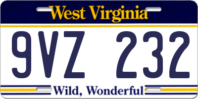 WV license plate 9VZ232