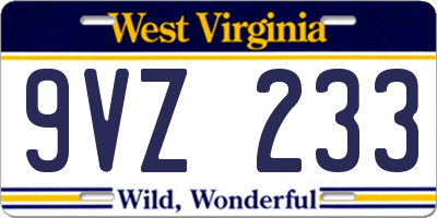 WV license plate 9VZ233