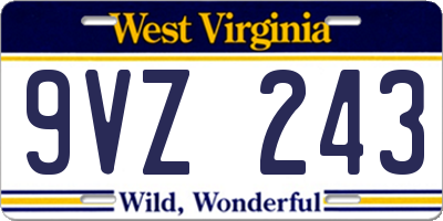 WV license plate 9VZ243