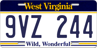 WV license plate 9VZ244