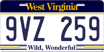 WV license plate 9VZ259