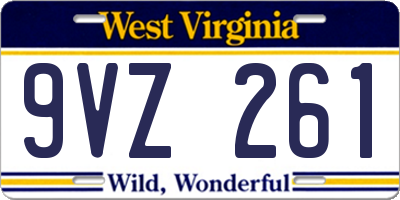 WV license plate 9VZ261