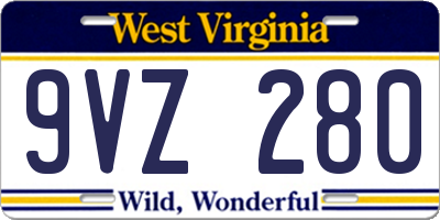 WV license plate 9VZ280