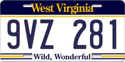 WV license plate 9VZ281