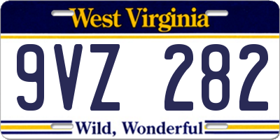 WV license plate 9VZ282