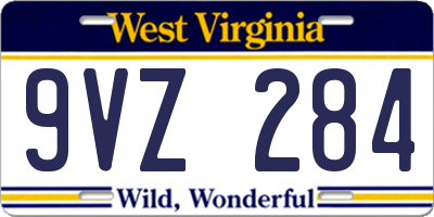 WV license plate 9VZ284