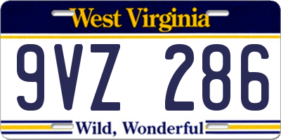 WV license plate 9VZ286