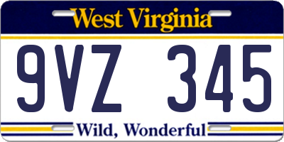 WV license plate 9VZ345