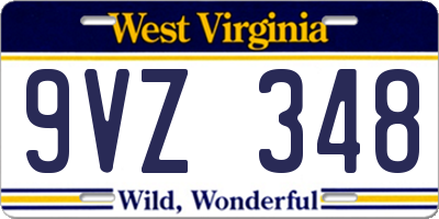 WV license plate 9VZ348