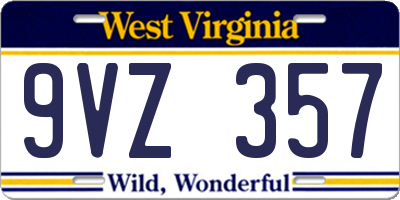 WV license plate 9VZ357