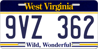 WV license plate 9VZ362