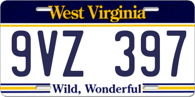 WV license plate 9VZ397