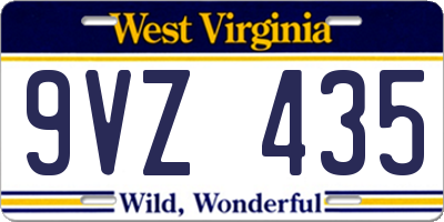 WV license plate 9VZ435