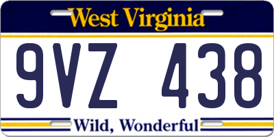 WV license plate 9VZ438
