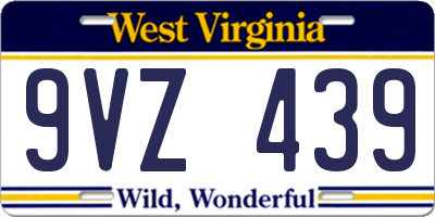 WV license plate 9VZ439