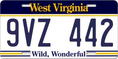 WV license plate 9VZ442