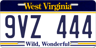 WV license plate 9VZ444