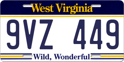 WV license plate 9VZ449