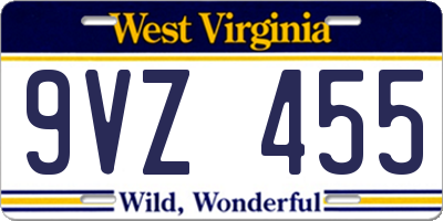 WV license plate 9VZ455