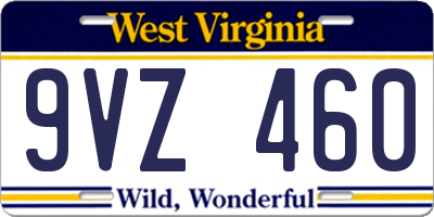 WV license plate 9VZ460